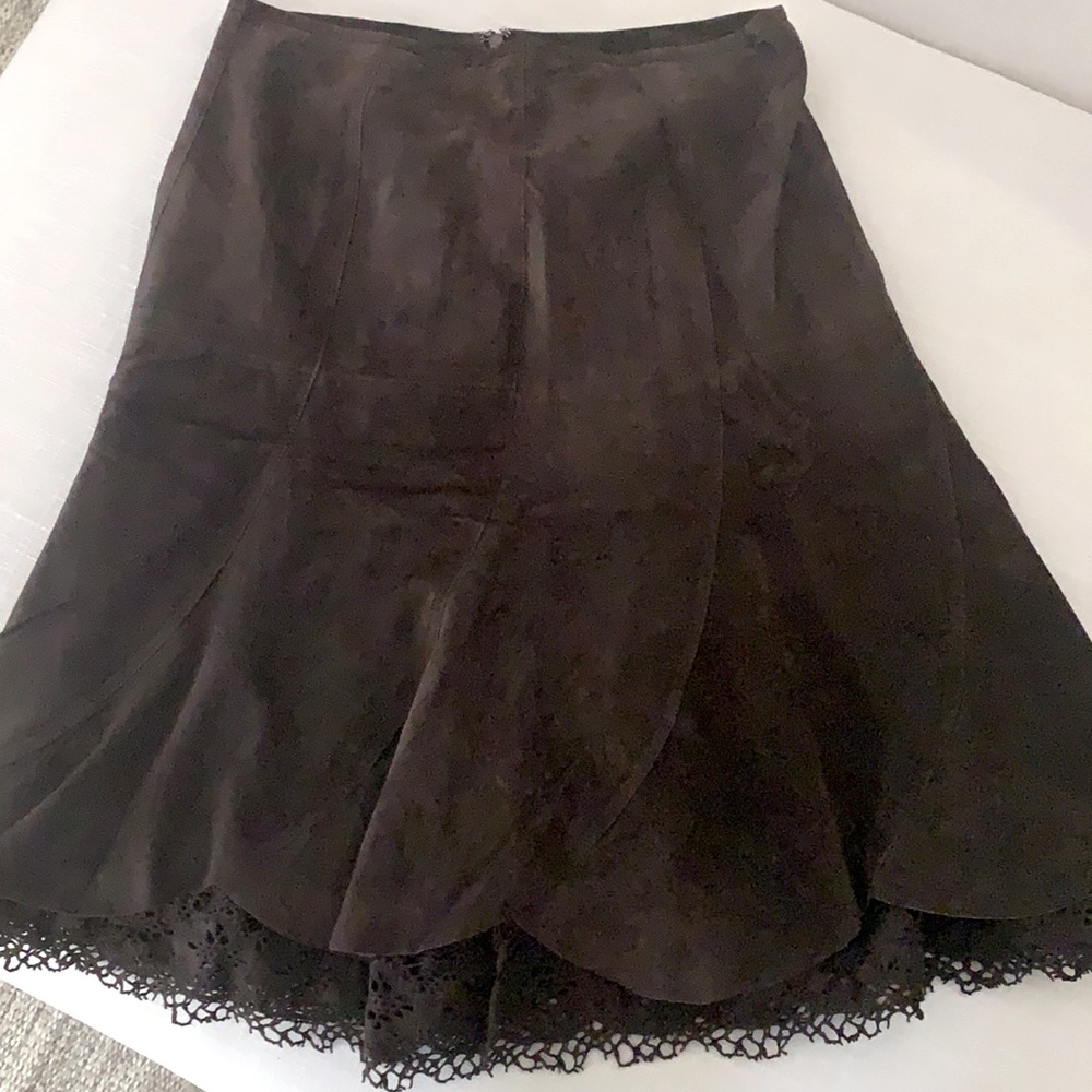 100% suede leather brown anthro skirt